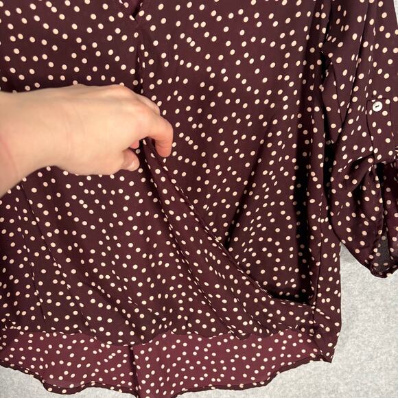 West‎ Kei Blouse Small Brown Cream Wrap Drape Hi Lo Flowy Loose Career Church - Picture 5 of 12